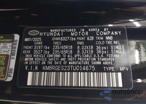 2026 Hyundai Palisade Sel z USA, uszkodzony, nr VIN KM8RGES23TU014675